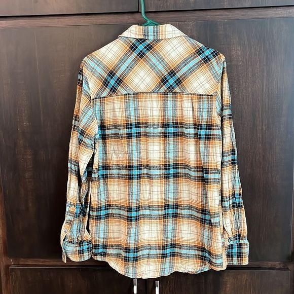 Dakota Grizzly Yellow Blue Plaid Snap Front Flannel - Picture 2 of 5